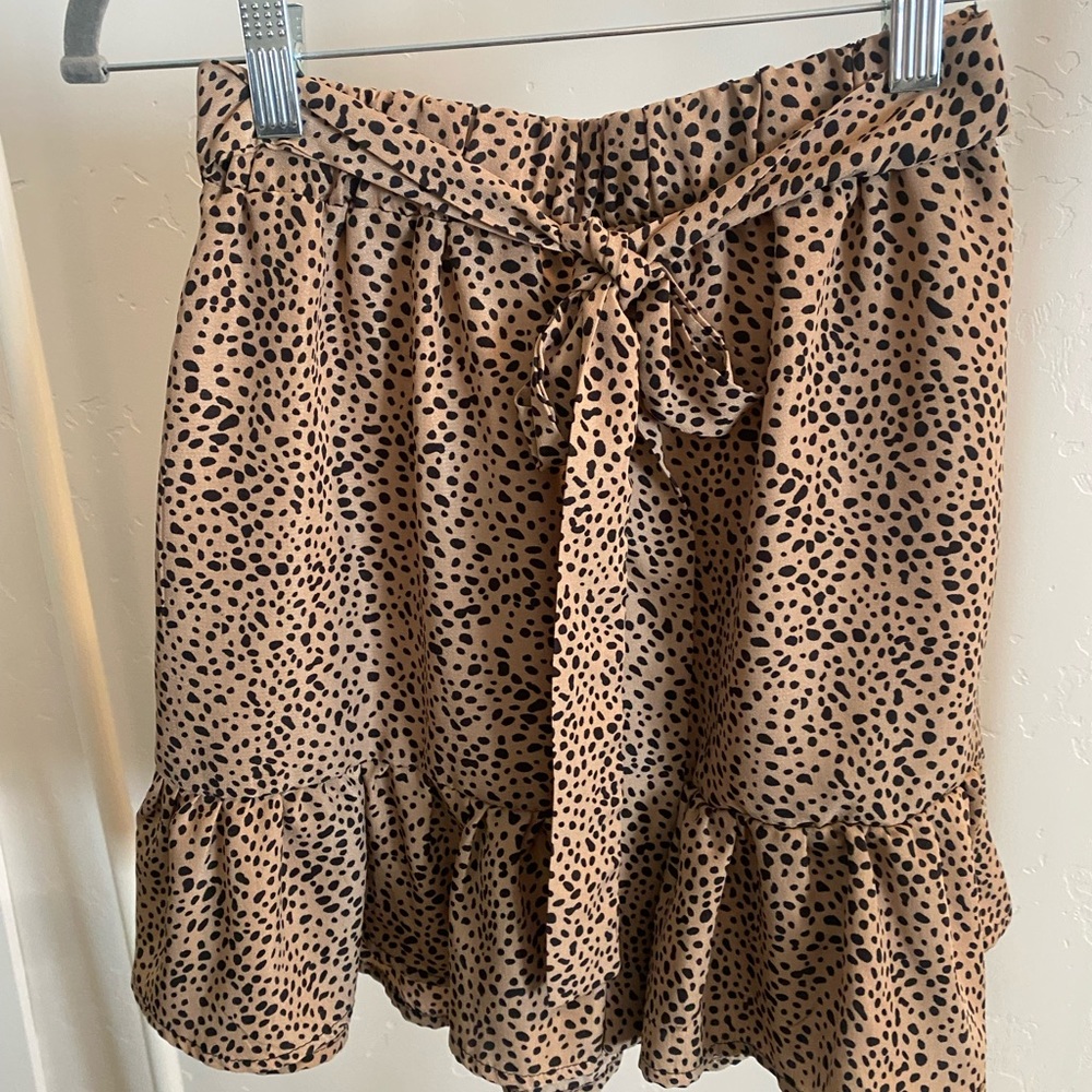 Cheetah Print Mini Skirt with Tie Bow